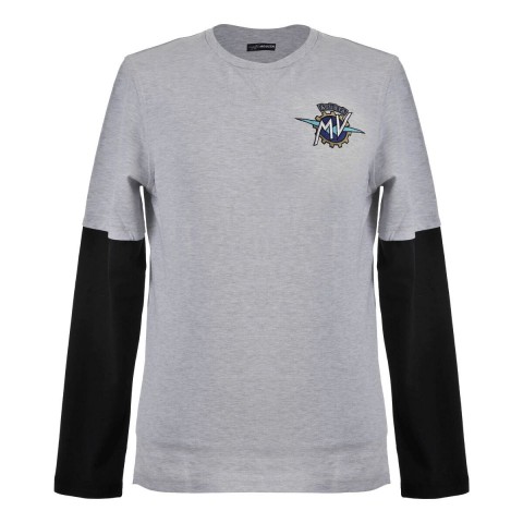TSHIRT INST.L/S GREY/BLUE XXXL